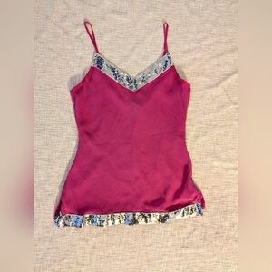 Vintage 00’s Y2K Pink Tank Top with Sequin Detail